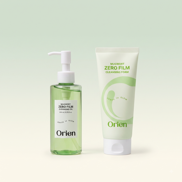 Orien Double Cleansing Duo Set - Mugwort Zero Film Cleansing Oil 200ml and Cleansing Foam 150ml