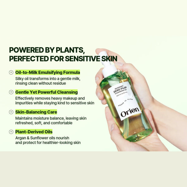 Orien Double Cleansing Duo Set benefits - oil-to-milk emulsifying formula, gentle yet powerful cleansing for sensitive skin